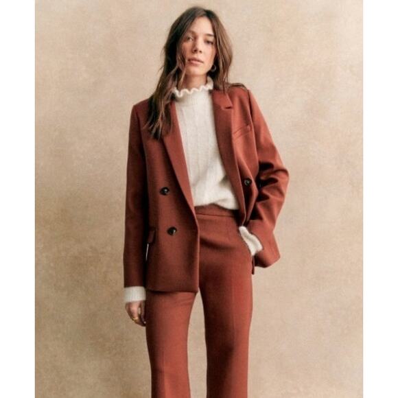 SÉZANE Christie Jacket and Martin Crop Trousers Hazelnut Pantsuit Women's 42 - Picture 4 of 15